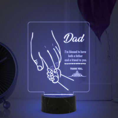 3D Illusion Dad Acrylic Led Night Lamp with Multicolored Color Fathers Day Gift Birthday Gift for Dad